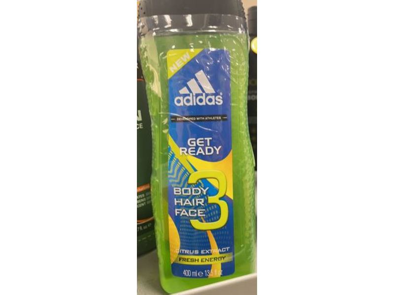 Adidas Get Ready 3 In 1 Shower Gel, Fresh Energy, 13.5 fl oz/400 ml