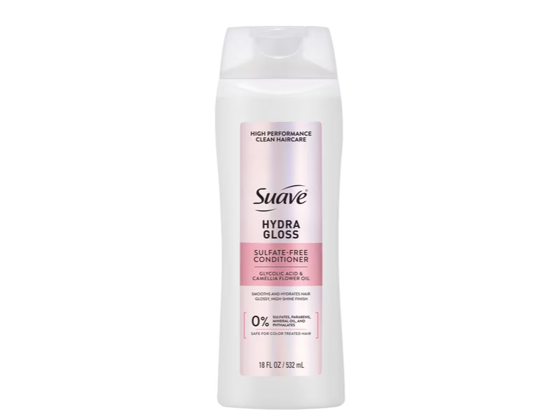 Suave Hydra Gloss Sulfate Free Conditioner, Glycolic Acid & Camellia Flower Oil, 18 fl oz/532 mL