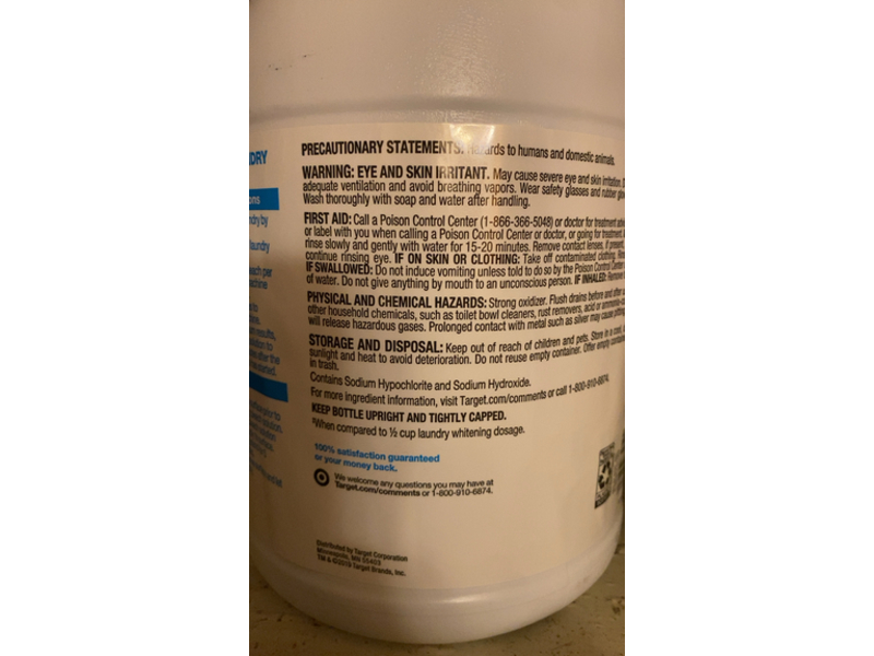 Up & Up Low Splash Bleach, 121 fl oz/3.57 L