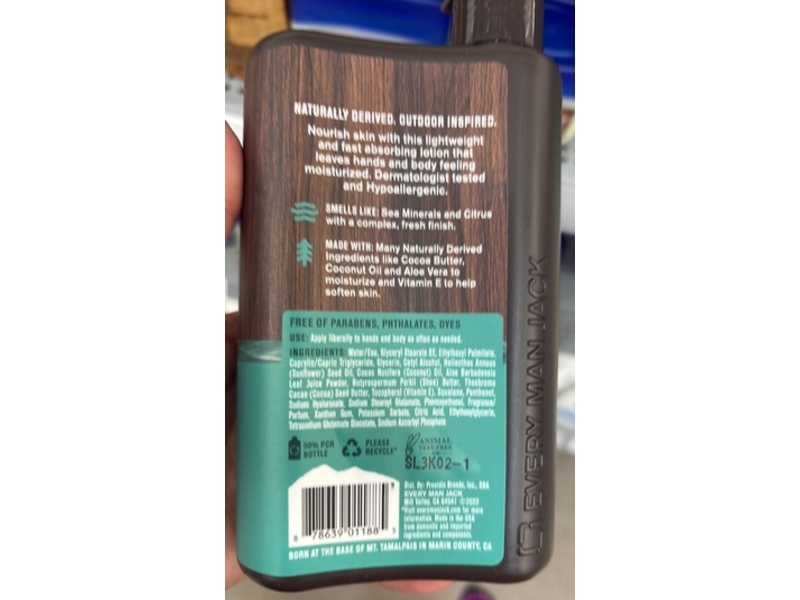 Every Man Jack Hand + Body Lotion, Sea Salt, 13.5 fl oz/400 mL