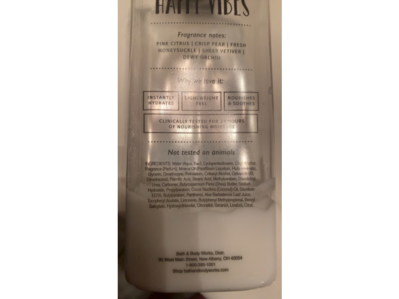 Bath & Body Works Happy Vibes Body Lotion, Shea Butter & Vitamin E, 8 fl oz/236 mL