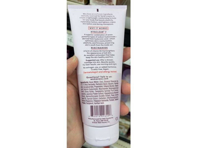 Womaness The Works Smoothing All-Over Body Cream, Hyaclear 7 + Niacinamide, 6.76 fl oz/200 mL