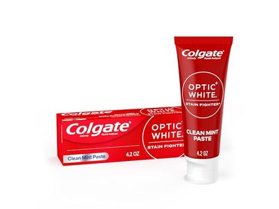 Colgate Optic White Stain Fighter Toothpaste, Clean Mint, 4.2 fl oz/119 g
