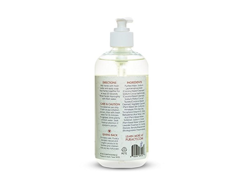 Puracy Natural Hand Soap, Lavender & Vanilla, 12 fl oz