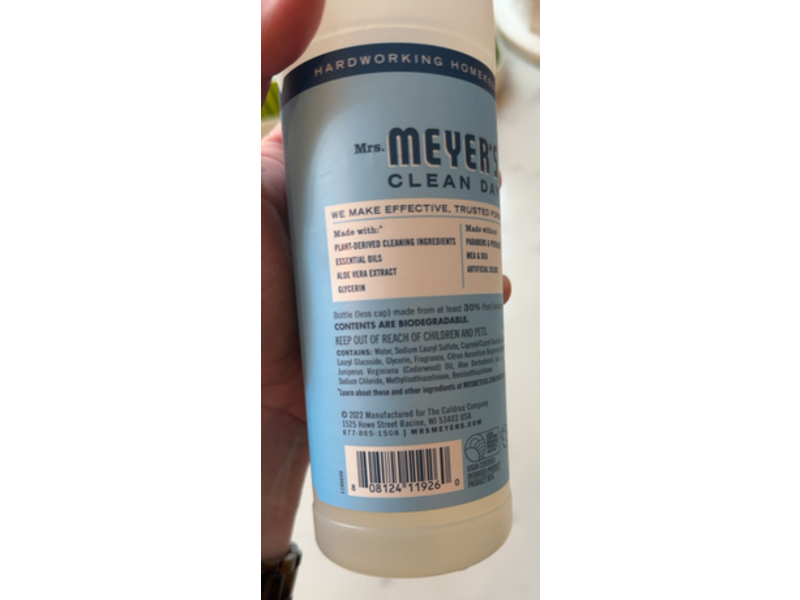 Mrs. Meyer's Clean Day Dish Soap, Rain Water Scent, 16 fl oz/473 mL