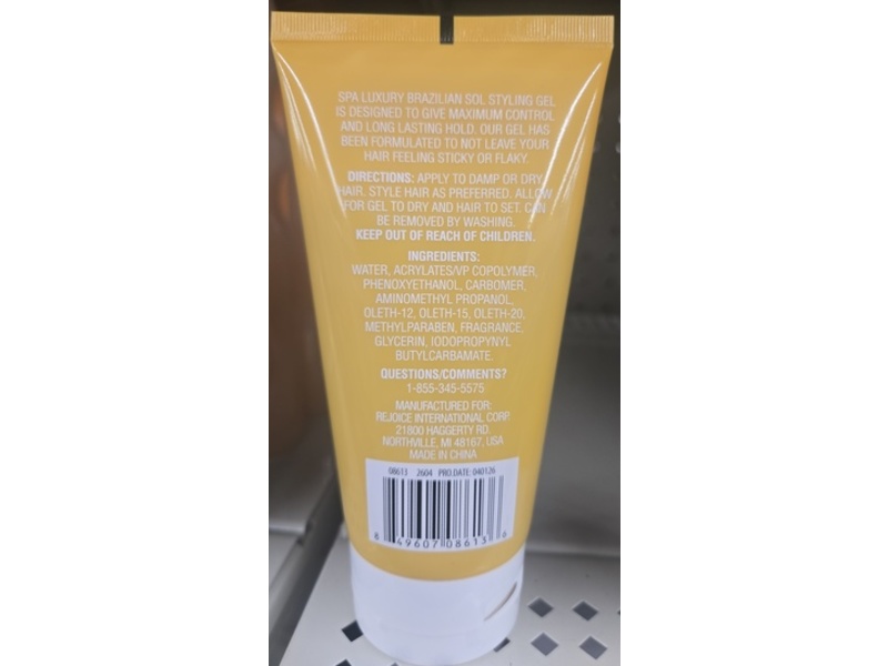 Spa Luxury Brazilian Sol Styling Hair Gel, Pistachio & Caramel Scent, 5 fl oz/147 mL