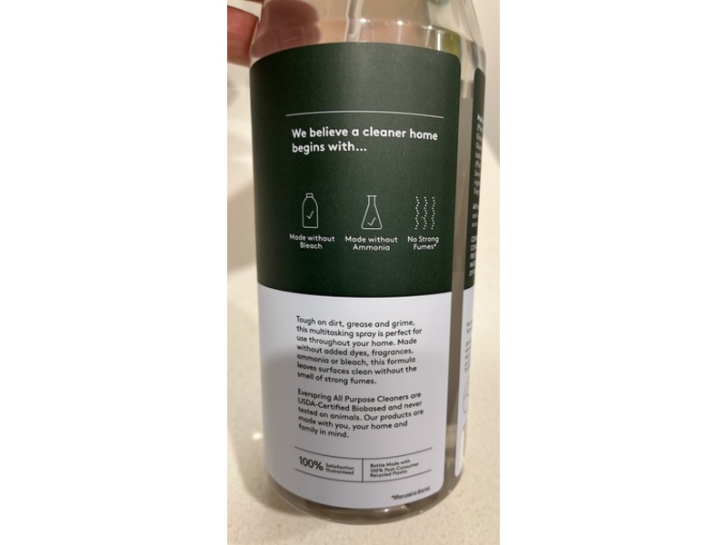 Everspring All Purpose Cleaner, Free & Clear, 28 fl oz/828 mL