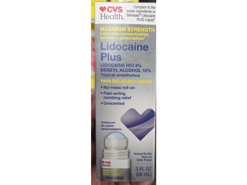 CVS Health Maximum Strength Pain Relieving Liquid, Lidocaine Plus, 3 fl oz/88 mL