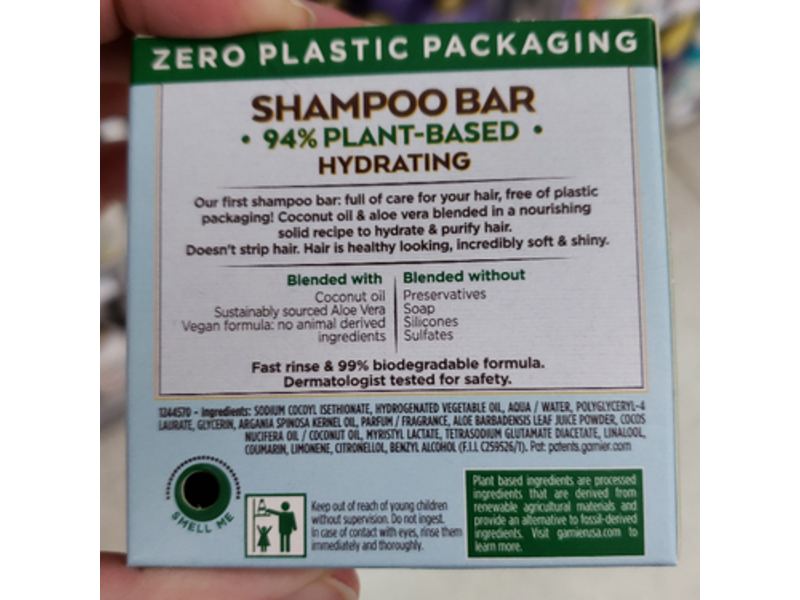 Garnier Whole Blends Hydrating Shampoo Bar, Coco & Aloe Vera, Normal Hair, 2 oz/60 g