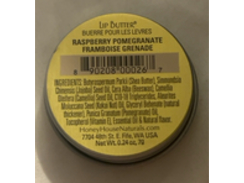 Honey House Naturals Lip Butter, Raspberry Pomegranate, 0.24 oz/7 g
