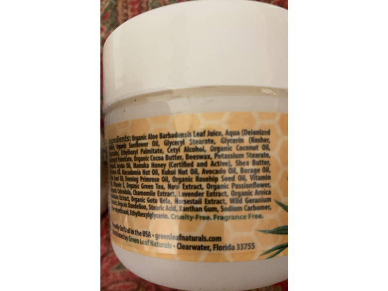 Green Leaf Naturals Amazing Aloe Vera Eczema & Psoriasis Cream, Manuka HOney, ragrance Free, 4 fl oz