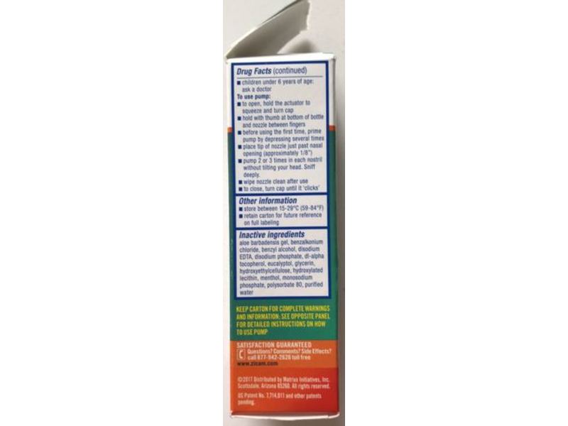 Zicam Intense Sinus Relief Nasal Spray, Cooling Menthol & Eucalyptus, 0.50 fl oz/15 mL