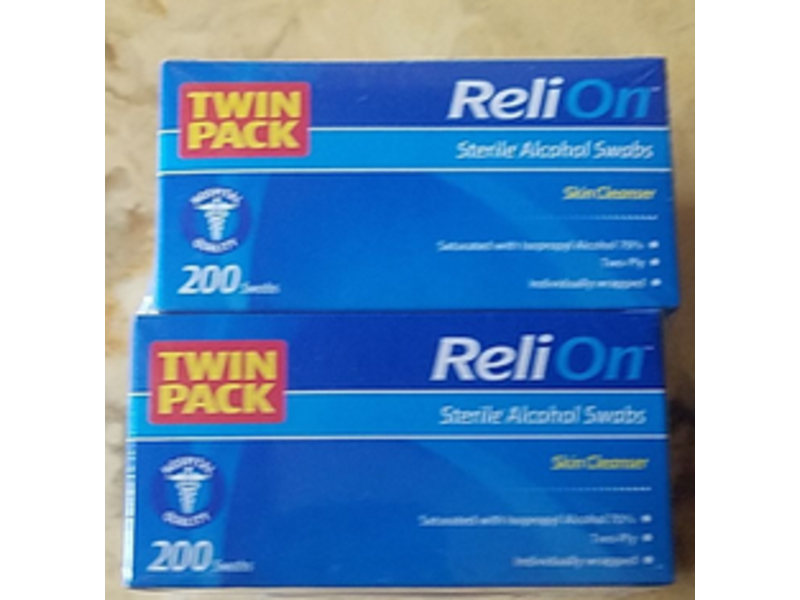 Walmart Reli On Sterile Alcohol Swabs, 200 Count, Pack Of 2