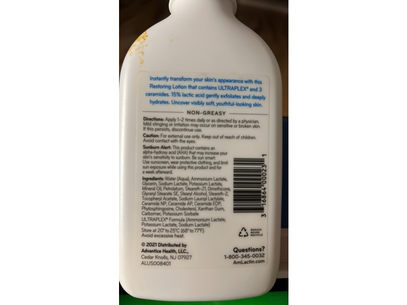 Amlactin Rapid Relief Ceramide Moisturizing Lotion, 15% Lactic Acid, 7.9 oz/225 g