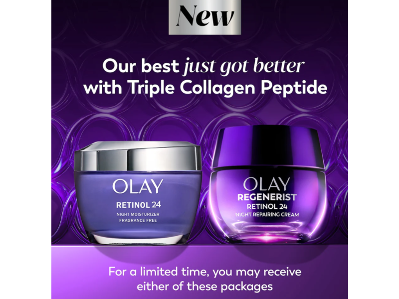 Olay Regenerist Retinol 24 +Peptide Night Hydrating Moisturizer, Fragrance-Free, 0.5 fl oz/15 mL