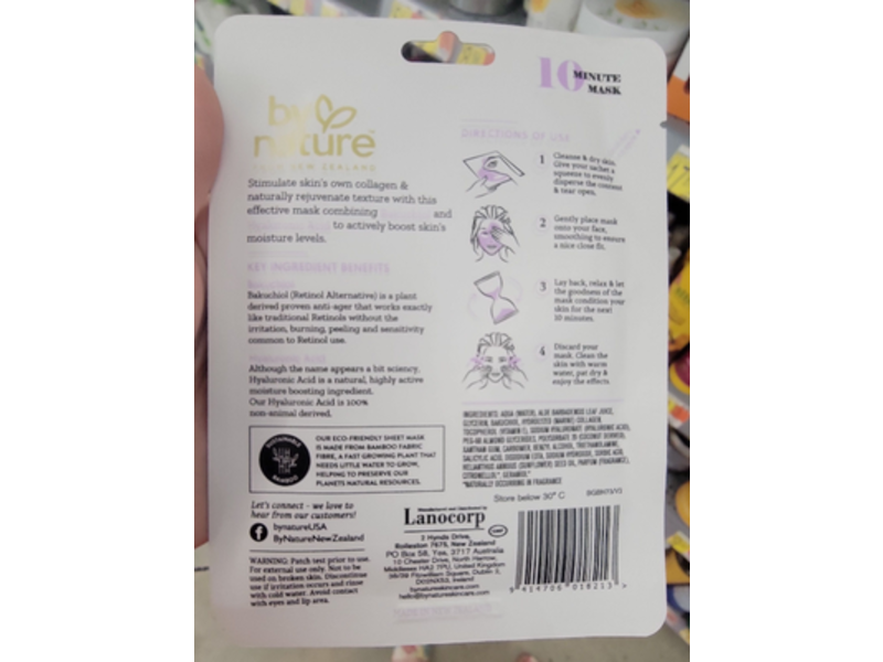 By Nature Retinol Alternative Sheet Face Mask, Bakuchiol, 25 g