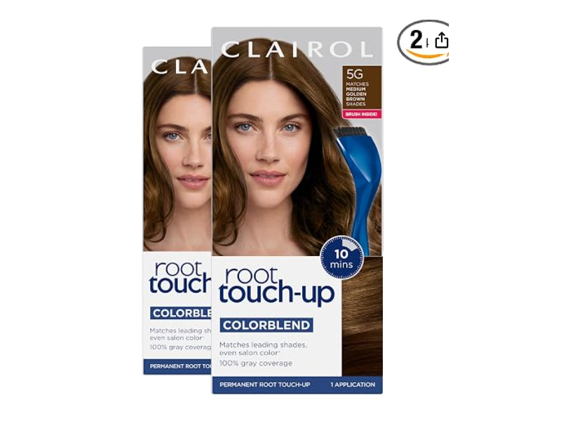 Clairol Permanent Cream Root Touch-Up, 5G Medium Golden Brown, 1 Application, Pack of 2