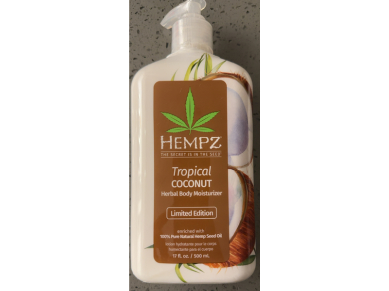 Hempz Tropical Coconut Herbal Body Moisturizer, 17 fl oz/500 mL