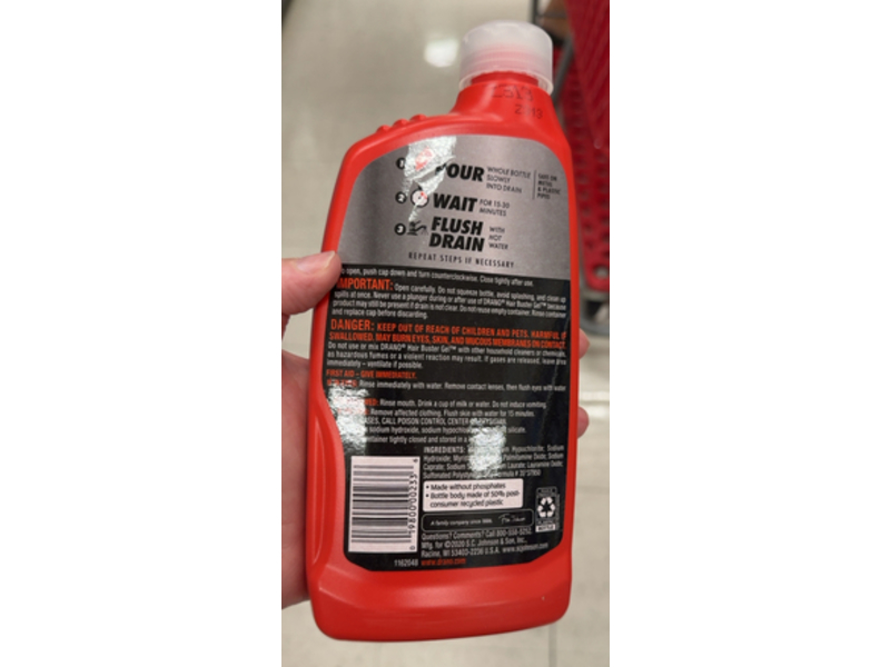 Drano Hair Buster Gel Clog Remover, 16 fl oz/473 mL