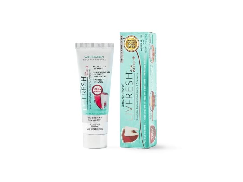 Livfresh fluoride Gel Toothpaste, Wintergreen Foaming, 1.75 oz/50 g