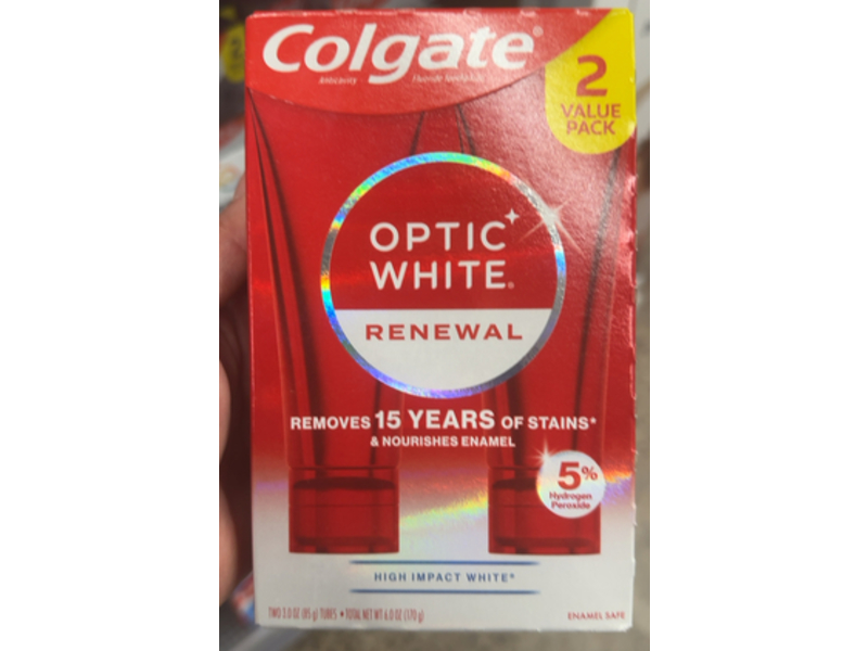 Colgate Optic White Renewal Toothpaste, 3 oz/85 g, Pack Of 2