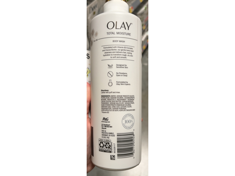 Olay Moisture Body Wash, Rough Dry Skin, B3 + Cocoa Butter, 20 fl oz/591 mL