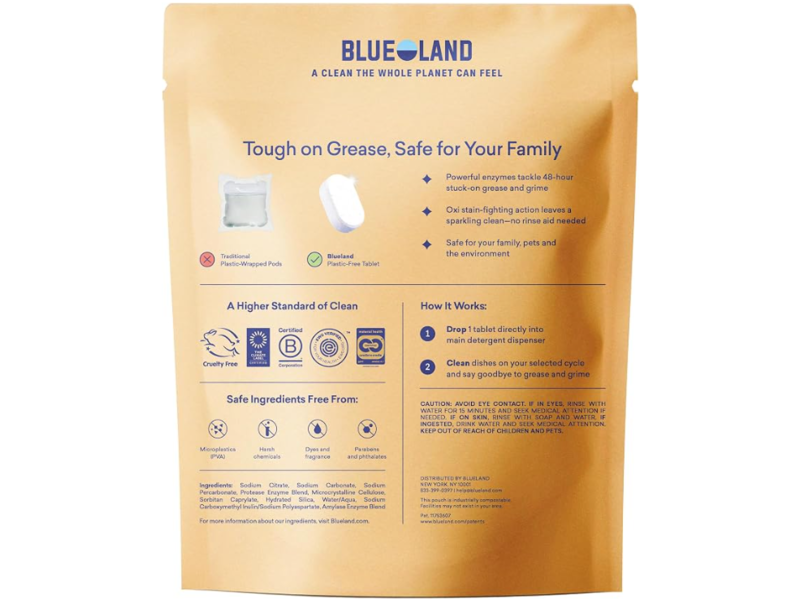 Blueland Dishwasher Detergent Tablets, Lemon Zest Scent, 14.2 oz/402 g, 60 Loads