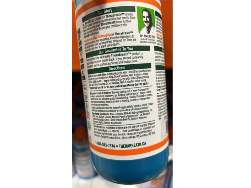 Thera Breath Fresh Breath Oral Rinse, Icy Mint, 33.8 fl oz/1 L