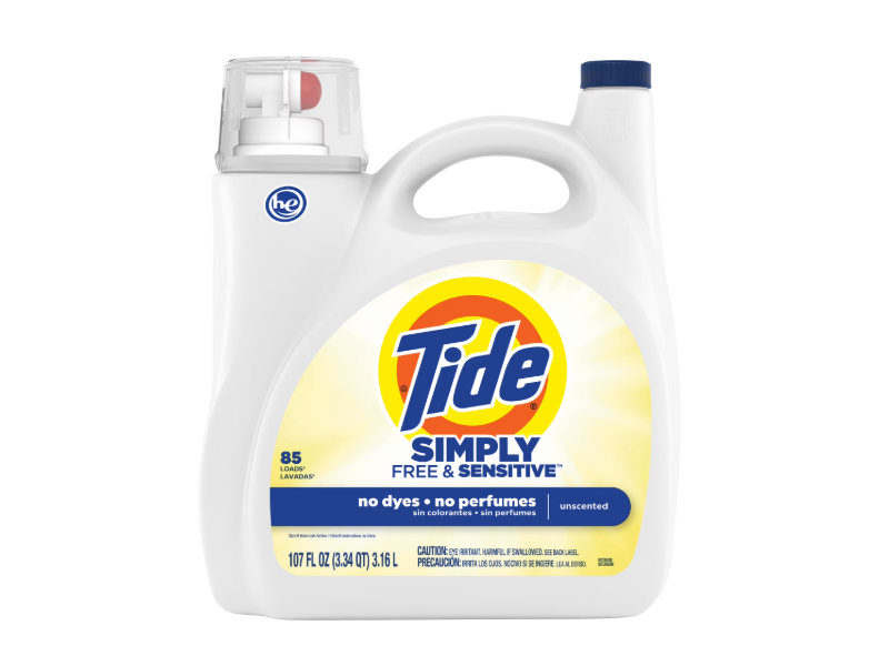 Tide Simply Liquid Laundry Detergent, Unscented, 85 Loads, 107 fl oz/3.16 L