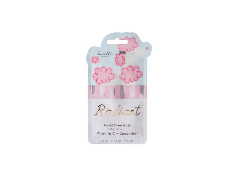 Danielle Creations Radiant Facial Sheet Mask, Vitamin C + Cucumber, 0.88 oz/25 g