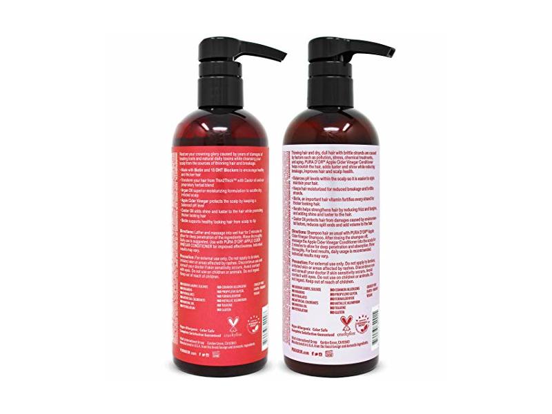 Pura D'orApple Cider Vinegar Thin2Thick Set Shampoo And Conditioner Set, 16 fl oz