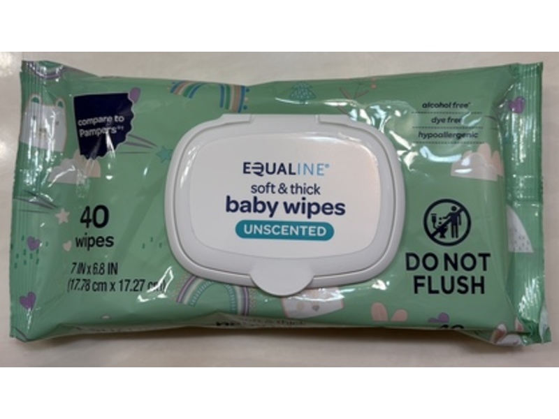 Equaline Soft & Thick Baby Wipes, Unscented, 40 Wipes