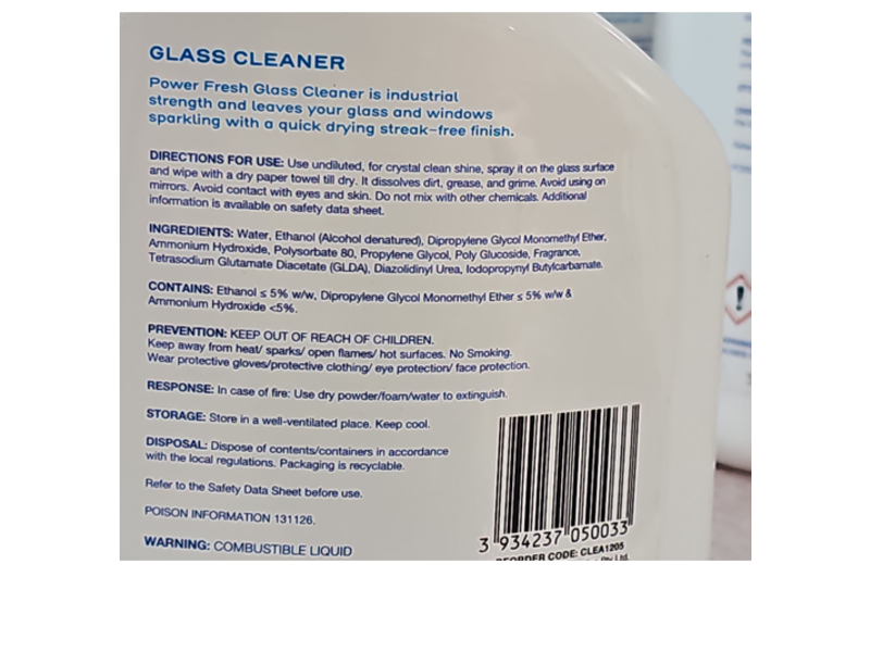 Power Fresh Glass Cleaner, 750 mL