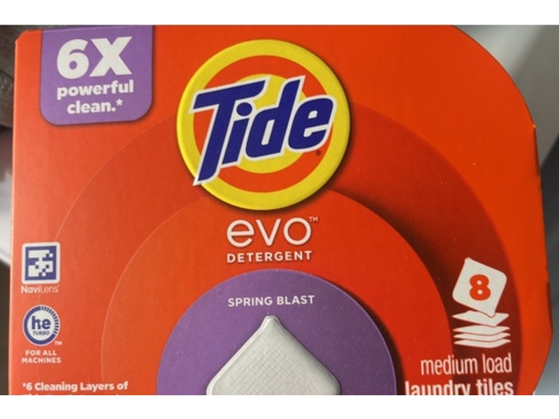 Tide Evo Detergent Laundry Tiles, Spring Blast, 8 Loads