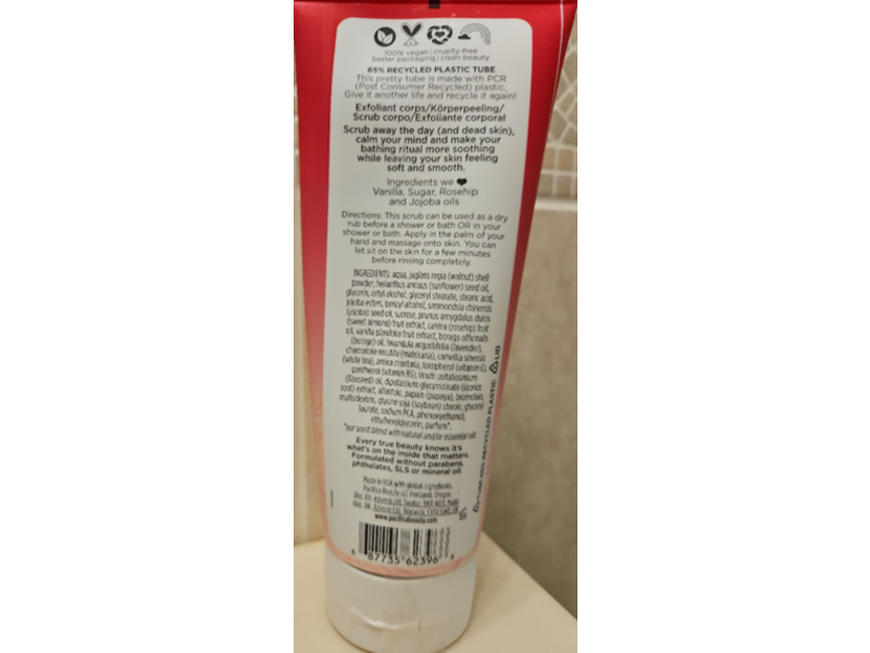 Pacifica Island Body Scrub, Sugar Vanilla & Rosehip Oil, 6 fl oz/177 mL