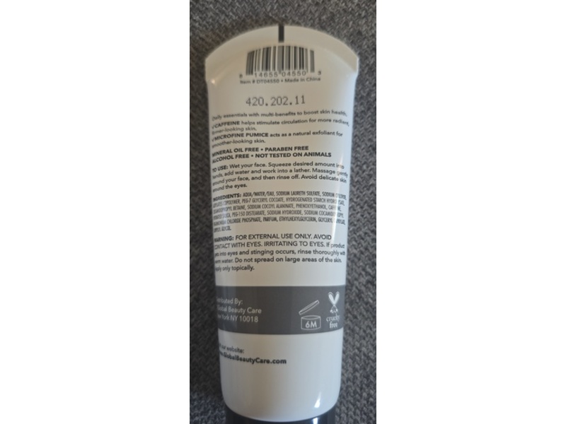 Global Beauty Care Power Face Wash, Caffeine & Microfine Pumice, 2.5 fl oz/74 mL