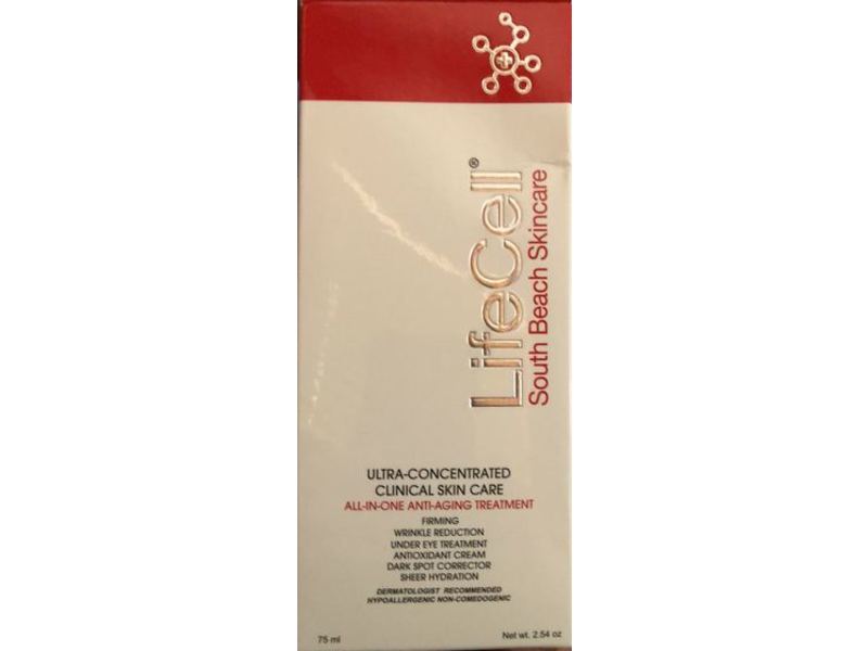 Lifecell South Beach Skincare All In One Anti-Aging Treatment, 2.54 oz/75 mL