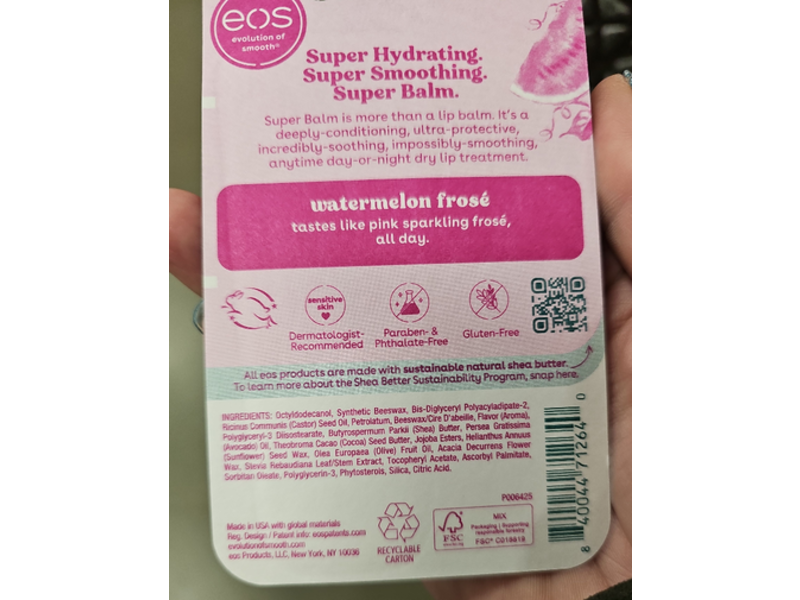 EOS Super Balm, Watermelon Frose, 0.35 fl oz/10 mL