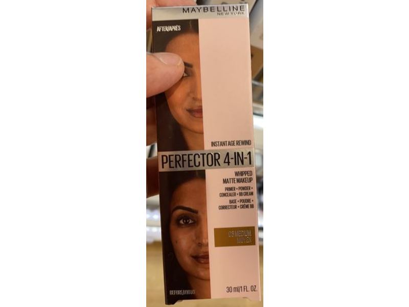 Maybelline New York Instant Age Rewind Perfector 4 In 1 Matte Makeup, 03 Medium, 1 fl oz/30 mL