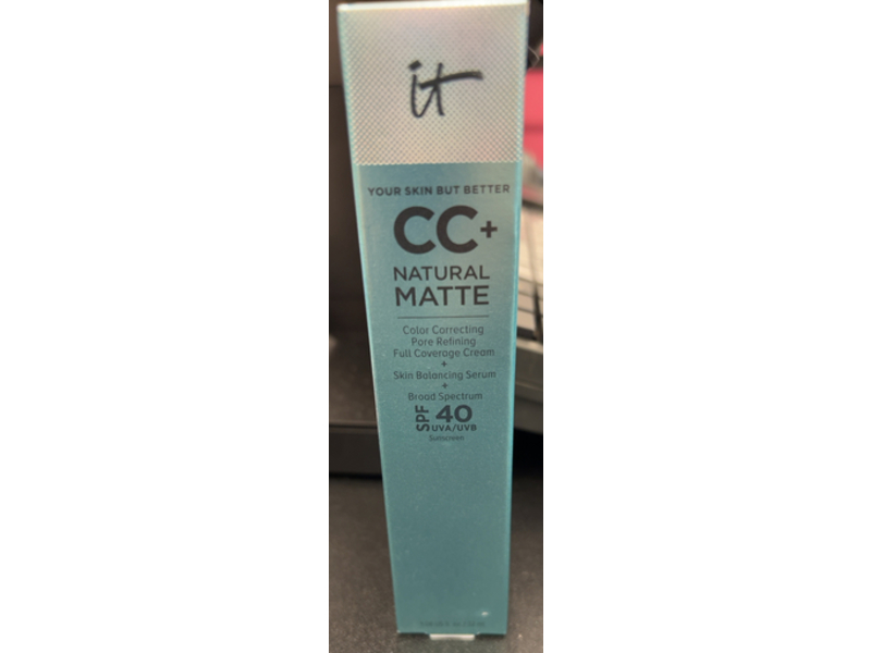 IT Cosmetics CC+ Natural Matte Foundation Cream, SPF 40, Fair Light, 1.08 oz/32mL
