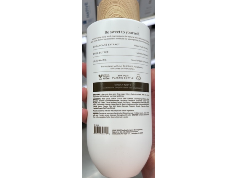 Raw Sugar Gentle & Hydrating Body Wash, Vanilla Creamy Coconut Bliss, 20 fl oz/591 mL