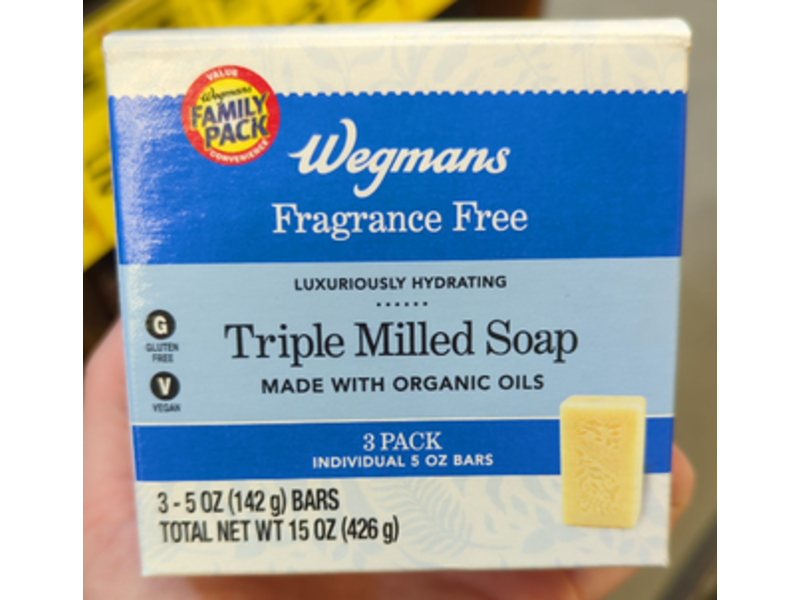 Wegmans Luxuriously Hydrating Triple Milled Soap, 15 oz/426 g, Pack Of 3