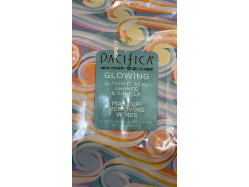 Pacifica Glowing Makeup Remover Wipes, Glycolic Acid, Orange & Vanilla, 10 Count