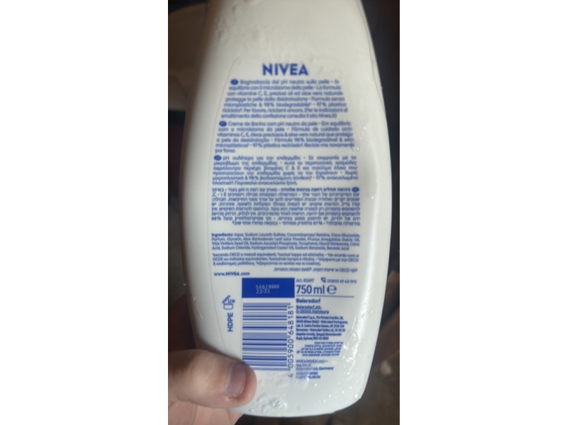Nivea Moisturizing Body Wash, Aloe, 750 mL