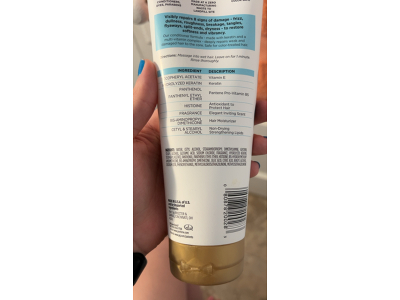 Pantene Miracle Bond Repair 1 Minute Miracle Conditioner, Keratin + Vitamin E, 10.9 fl oz/325 mL