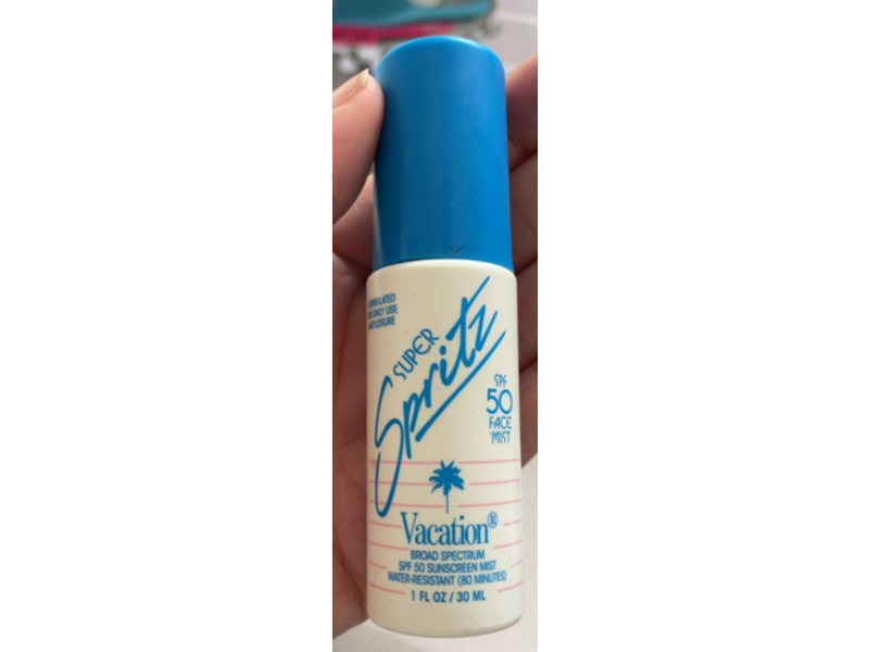 Vacation Super Spritz Sunscreen Face Mist, SPF 50, 1 fl oz/30 mL