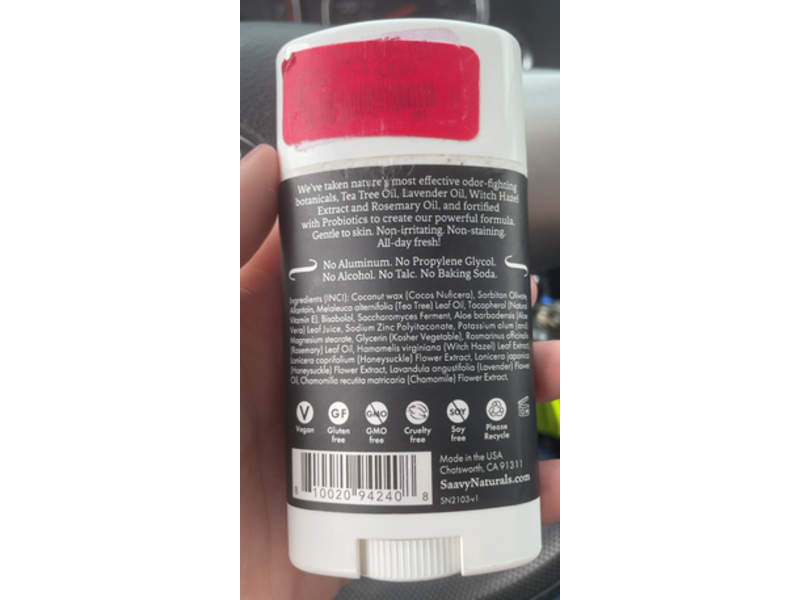 Saavy Naturals Probiotic Deodorant, Lavender Chamomile, 1.7 oz/50 g