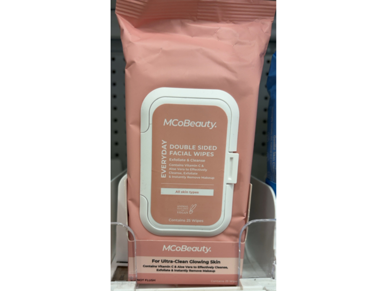 MCoBeauty Everyday Double Sided Facial Wipes, Vitamin C & Aloe Vera, 25 Count