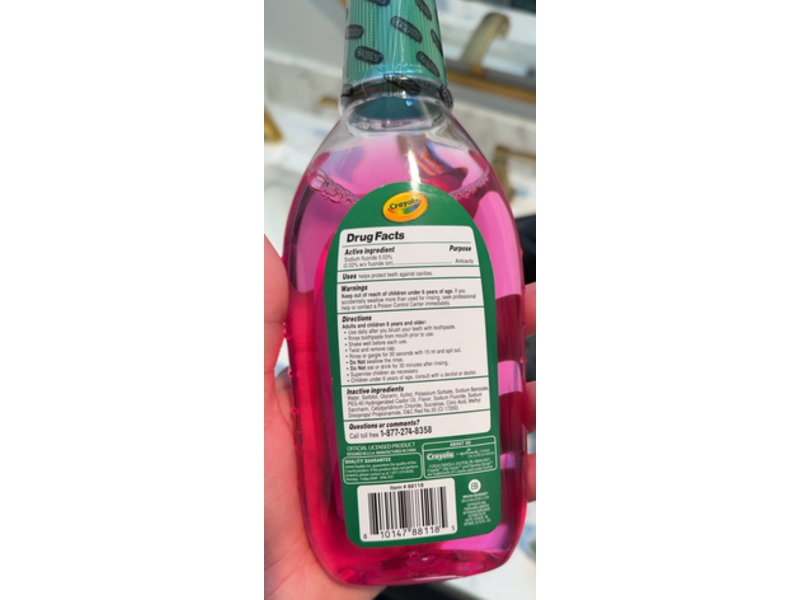Brush Buddies Crayola Silly Scents Anticavity Fluoride Mouthwash, Bubble Gum, 12 oz/355 mL