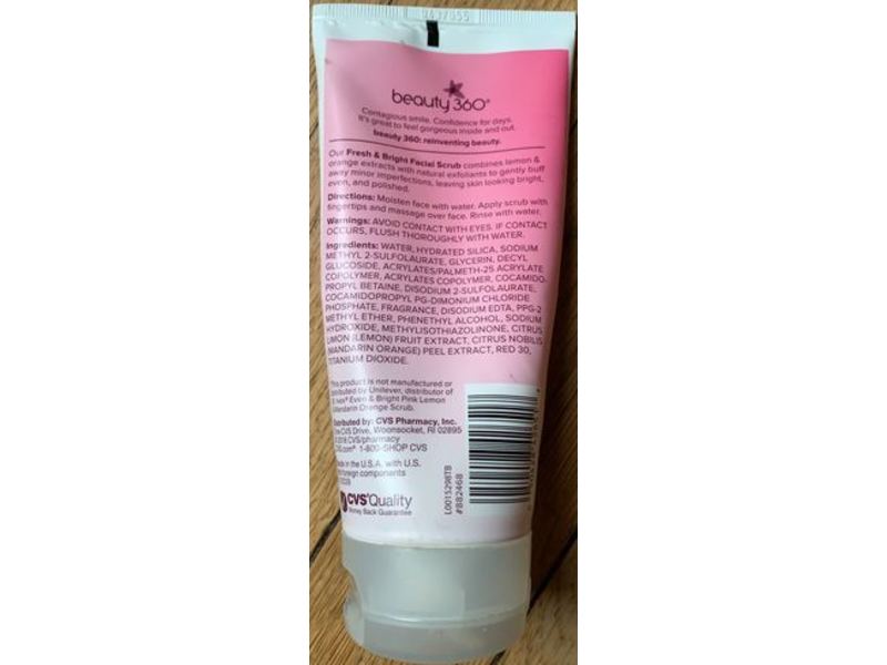 CVS Pharmacy Beauty 360 Fresh & Bright Facial Scrub, Mandarin & Pink Lemon, 6 oz/170 g